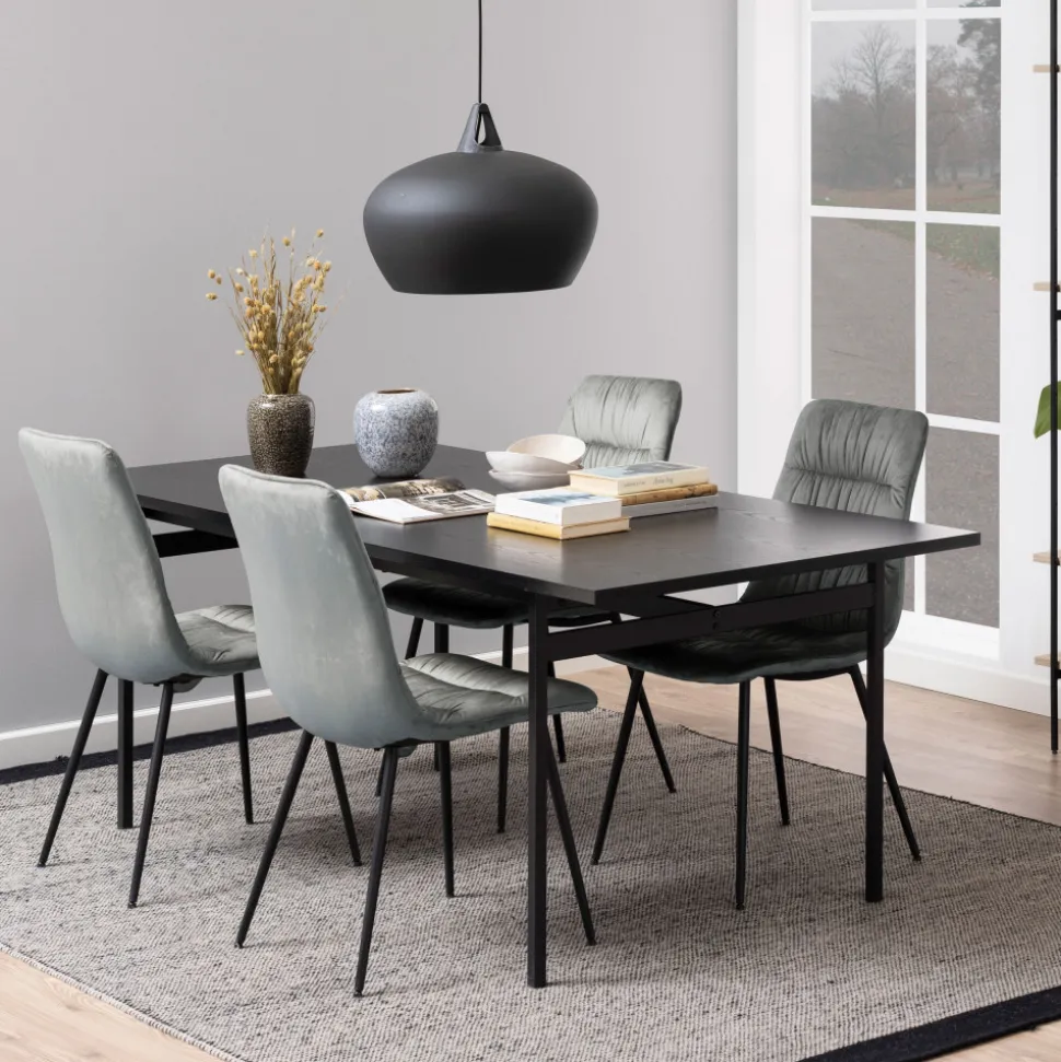 BATARA Table à manger 8 personnes en bois et métal