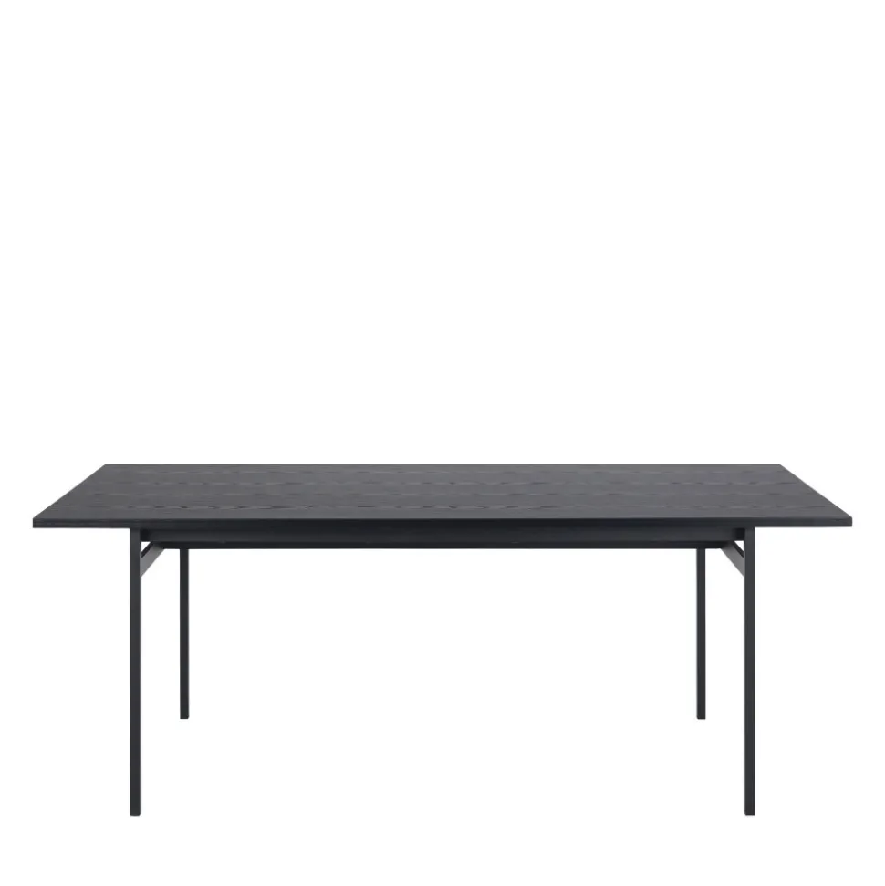 BATARA Table à manger 8 personnes en bois et métal