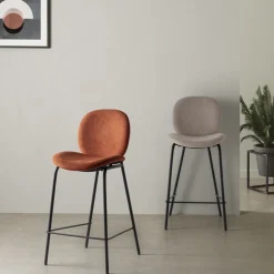 BEGA Lot de 2 chaises de bar en tissu et métal H65cm