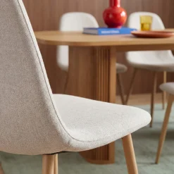 BELLA Lot de 2 chaises en tissu piètement effet bois