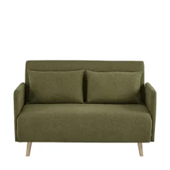 BELUSHI Canapé convertible 2 places en tissu pieds bois clair