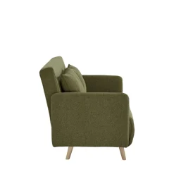 BELUSHI Canapé convertible 2 places en tissu pieds bois clair