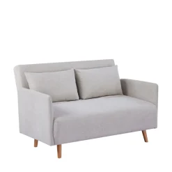BELUSHI Canapé convertible 2 places en tissu pieds bois clair