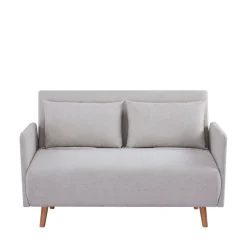 BELUSHI Canapé convertible 2 places en tissu pieds bois clair