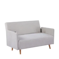 BELUSHI Canapé convertible 2 places en tissu pieds bois clair