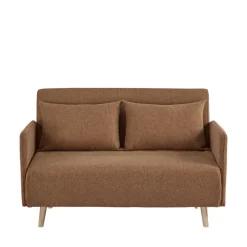 BELUSHI Canapé convertible 2 places en tissu pieds bois clair