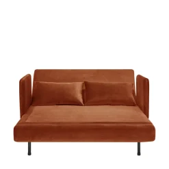 BELUSHI Canapé convertible 2 places en velours pieds bois foncé