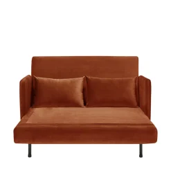 BELUSHI Canapé convertible 2 places en velours pieds bois foncé