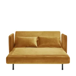BELUSHI Canapé convertible 2 places en velours pieds bois foncé