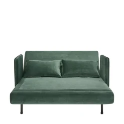 BELUSHI Canapé convertible 2 places en velours pieds bois foncé