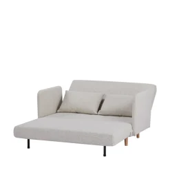 BELUSHI Canapé convertible 2 places en tissu bouclette pieds bois clair