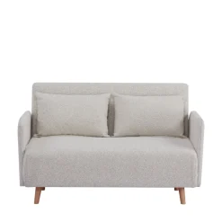 BELUSHI Canapé convertible 2 places en tissu bouclette pieds bois clair