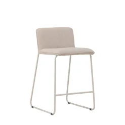 BISBEE Lot de 2 tabourets de bar en tissu bouclette pieds beiges H65cm