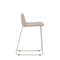 BISBEE Lot de 2 tabourets de bar en tissu bouclette pieds beiges H65cm