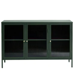 BJORN Buffet 3 portes en verre strié et métal L132cm
