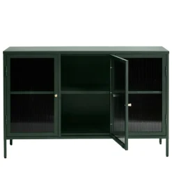 BJORN Buffet 3 portes en verre strié et métal L132cm