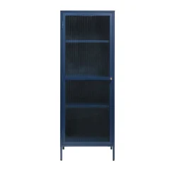 BJORN Colonne de rangement 1 porte en verre strié et métal H160cm