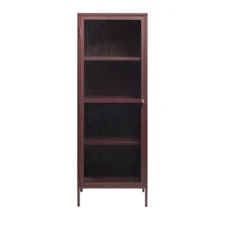 BJORN Colonne de rangement 1 porte en verre strié et métal H160cm
