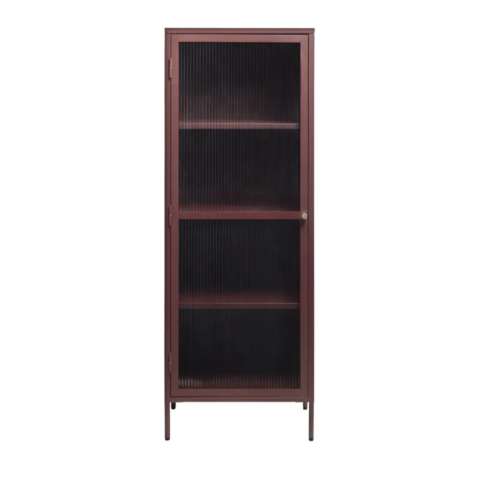 BJORN Colonne de rangement 1 porte en verre strié et métal H160cm