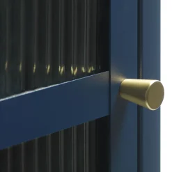 BJORN Colonne de rangement 1 porte en verre strié et métal H160cm
