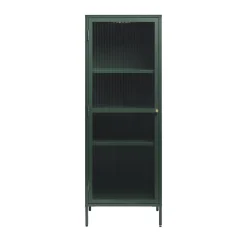 BJORN Colonne de rangement 1 porte en verre strié et métal H160cm