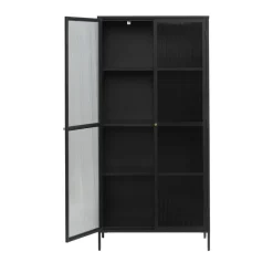 BJORN Vaisselier 2 portes en verre stié et métal H190cm