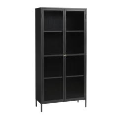 BJORN Vaisselier 2 portes en verre stié et métal H190cm
