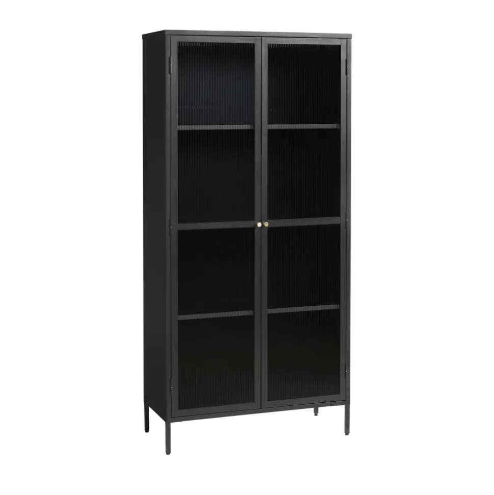 BJORN Vaisselier 2 portes en verre stié et métal H190cm