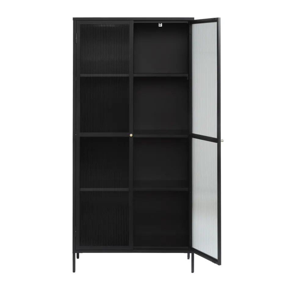 BJORN Vaisselier 2 portes en verre stié et métal H190cm