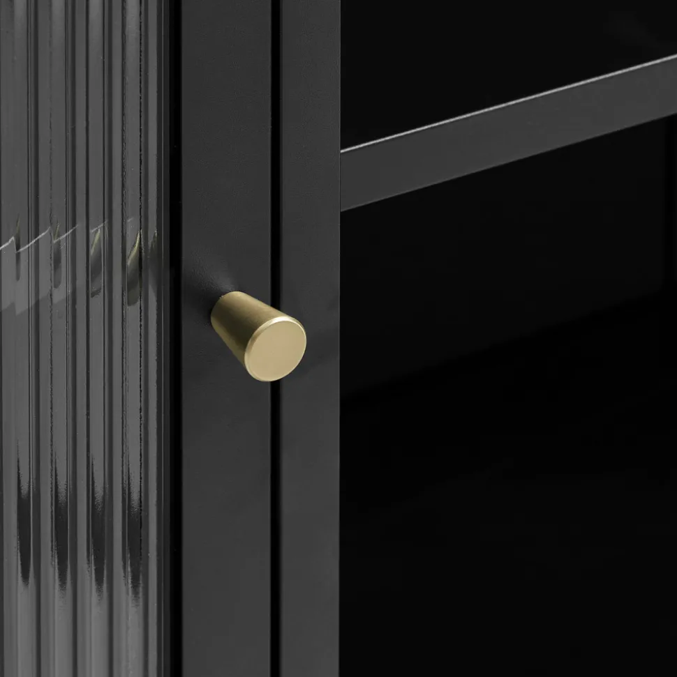 BJORN Vaisselier 2 portes en verre stié et métal H190cm