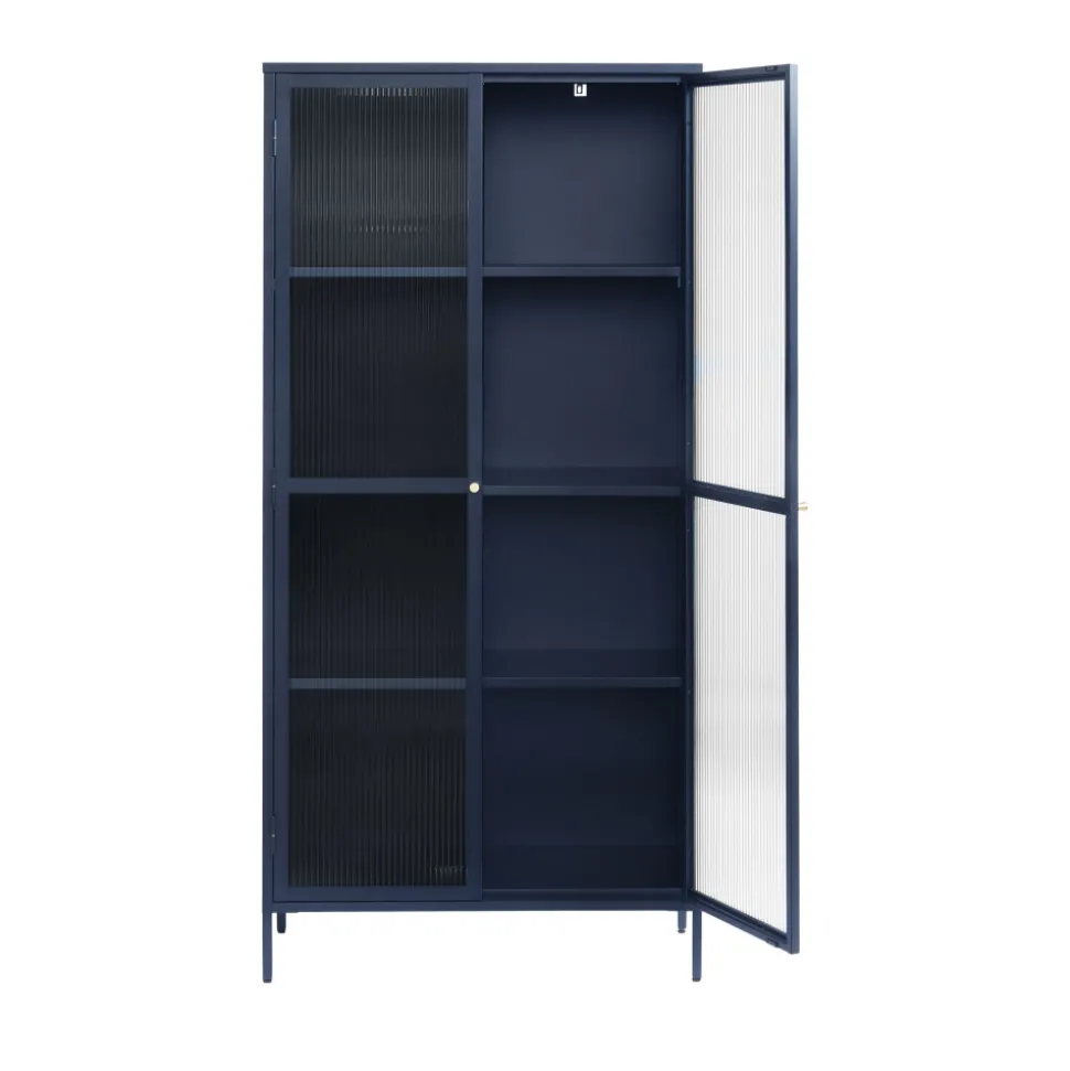 BJORN Vaisselier 2 portes en verre stié et métal H190cm