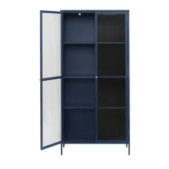 BJORN Vaisselier 2 portes en verre stié et métal H190cm