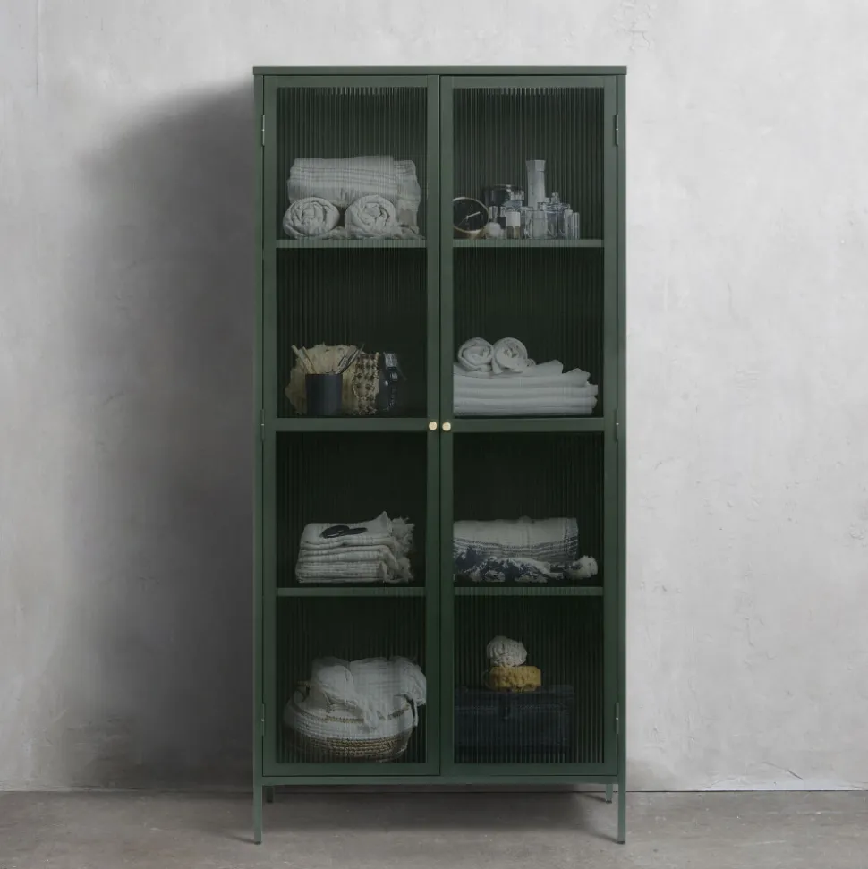 BJORN Vaisselier 2 portes en verre stié et métal H190cm