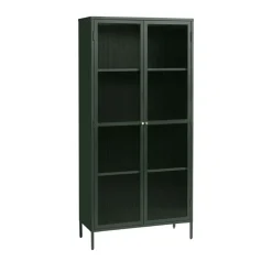 BJORN Vaisselier 2 portes en verre stié et métal H190cm