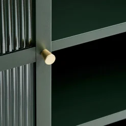 BJORN Vaisselier 2 portes en verre strié et métal H140cm