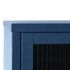 BJORN Vaisselier 2 portes en verre strié et métal H140cm