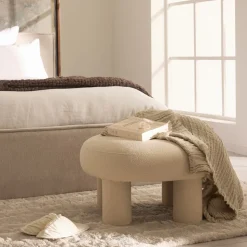 BLOOMI Tabouret rond XL en tissu bouclette ø60cm