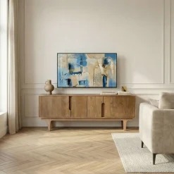 BOGOR Meuble tv 4 portes en bois massif L150cm