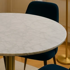 BOLZANO Table à manger 4 personnes ronde effet marbre