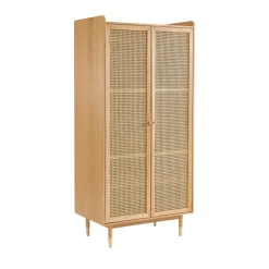 BOMBONG Armoire 2 portes en bois et cannage
