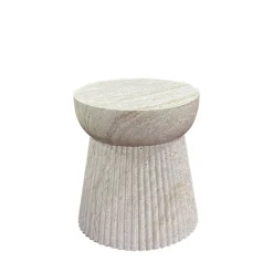 BONN Table d'appoint ronde effet travertin ø37cm