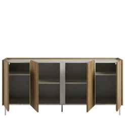 BOXY Buffet 4 portes en bois et effet travertin L180cm