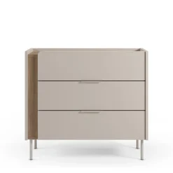 BOXY Commode 3 tiroirs en bois et métal