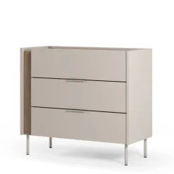 BOXY Commode 3 tiroirs en bois et métal
