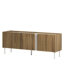 BOXY Meuble TV 3 portes en bois et effet travertin L140cm