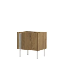 BOXY Table de chevet 1 porte en bois et effet travertin