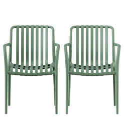 BRANO Lot de 2 fauteuils de jardin en résine