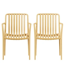 BRANO Lot de 2 fauteuils de jardin en résine