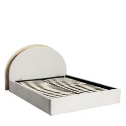 BRIE Lit coffre en tissu avec rangements intégrés 160x200cm