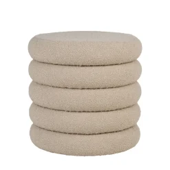 BROOKLYN Pouf coffre rond en tissu bouclette ø44cm
